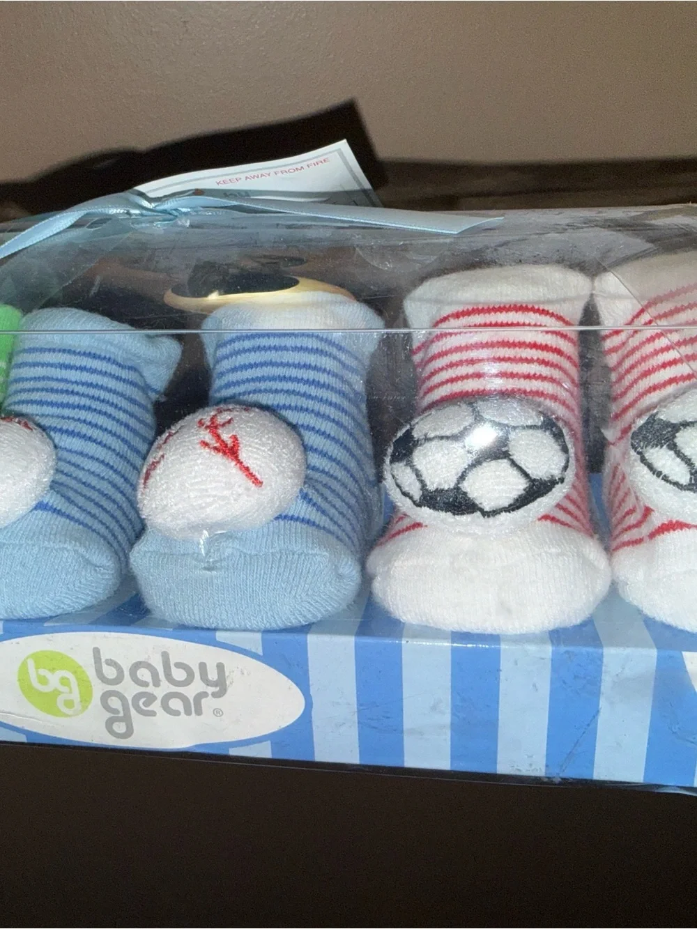 Baby Gear 3-Pack Rattle Socks — Green, Light Blue, White with Sports Designs